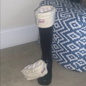 White crochet HUNTER socks for tall rain boots